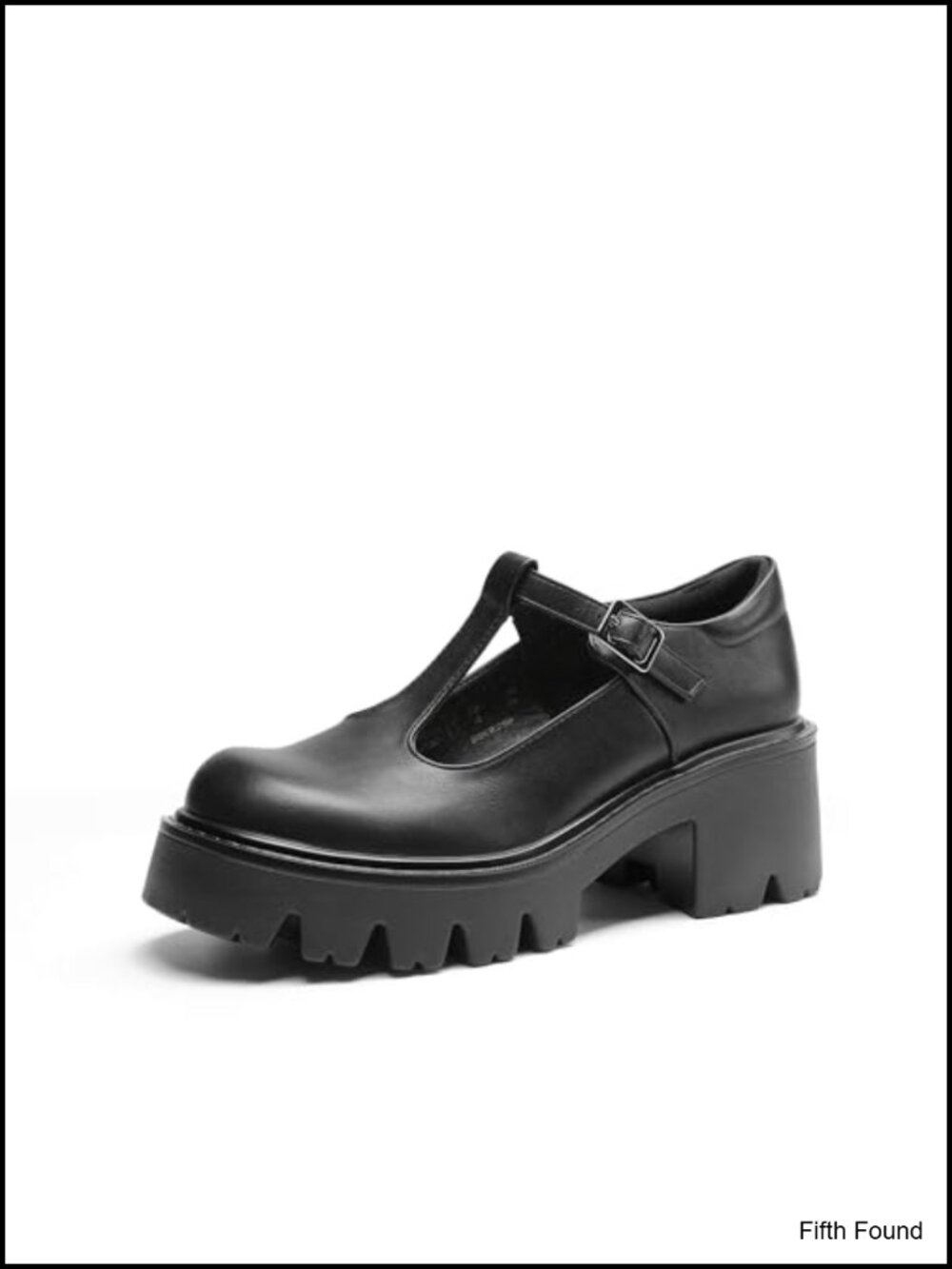 Faux Leather T-Strap Platform Mary Jane Pumps Round Toe